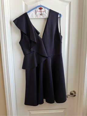 Ted Baker Navy One-Shoulder Ruffle A-Line Dress